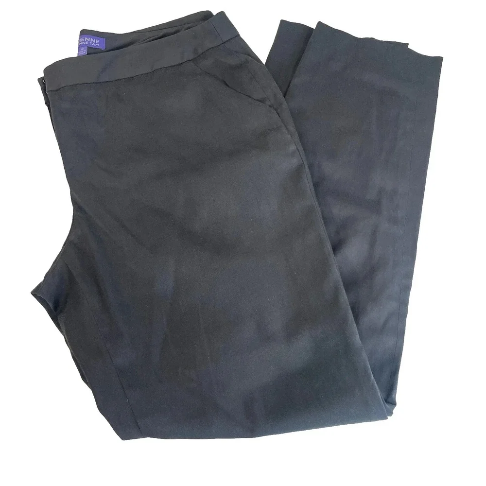 Vivienne Tam Trouser Dress Pants Womens Size 10 Black Straight Leg Mid Rise‎